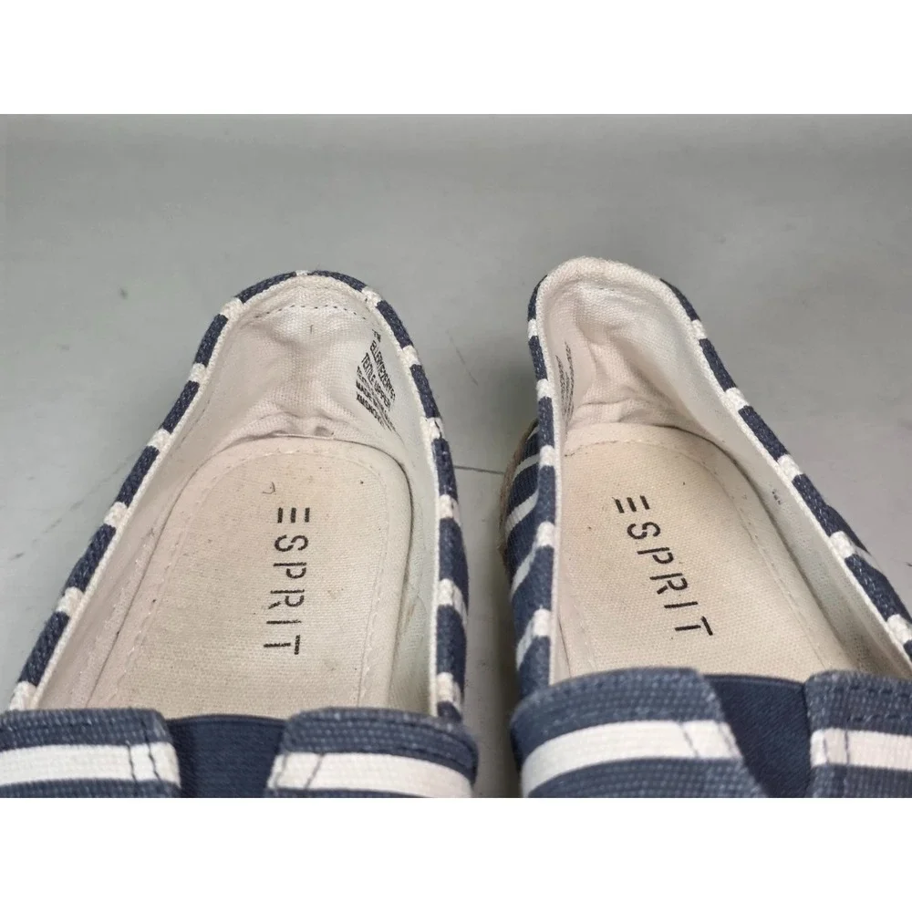 Esprit Ellery Women's Espadrille Size 7 M Navy White Slip On Moccasin Shoes‎